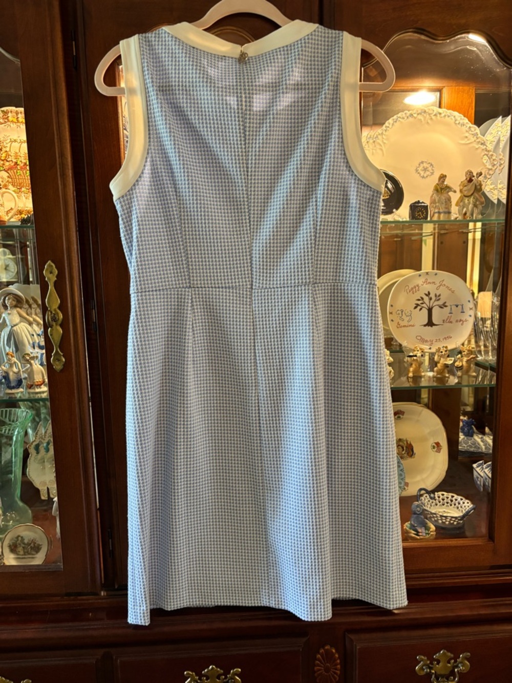 Tommy Hilfiger Preppy Houndstooth Blue and White Sheath Dress~8 - Picture 2 of 11